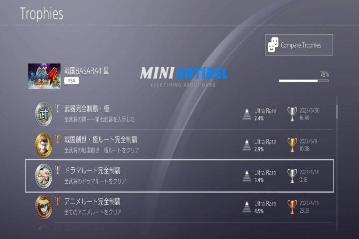Trophies - Panduan Referensi Basara 4 Sumeragi