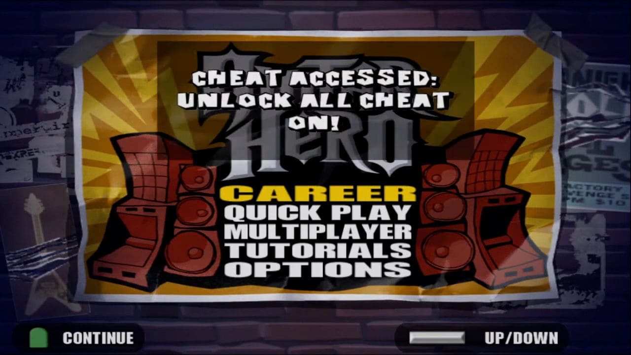 Main Menu - Cheat Guitar Hero 1 PS2