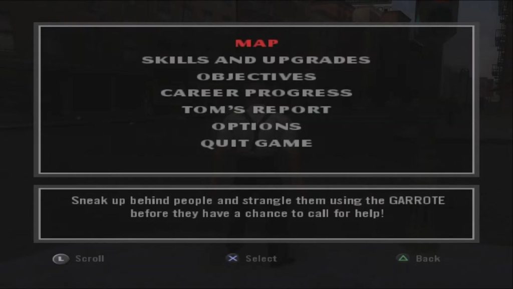 Pause Menu - Cheat The Godfather PS2