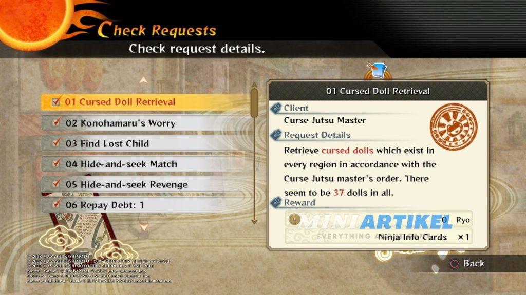 Cara Mendapatkan Ninja Tools Item Naruto Shippuden Ultimate Ninja Storm 2 - Menyelesaikan Side Quest